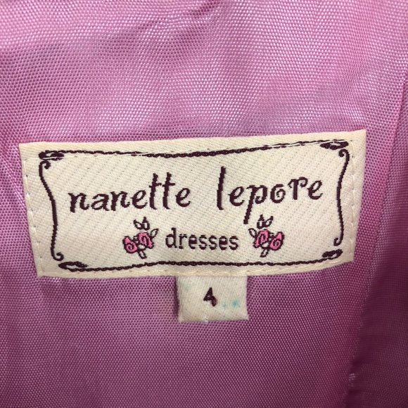 Nanette Lepore Rare Vintage Green Shimmer w/ Pink Floral Embroidery Silk Dress - Picture 5 of 14